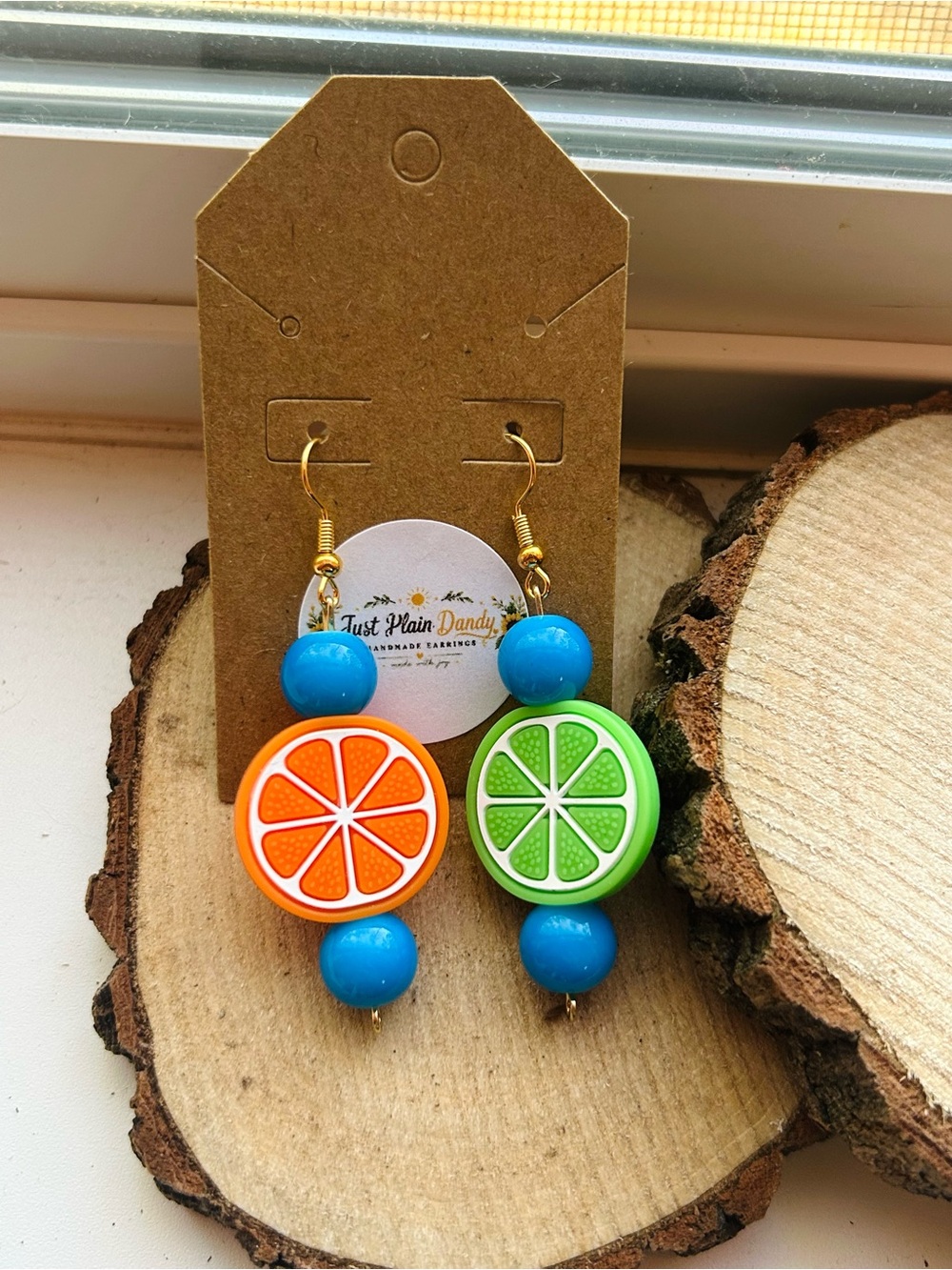 Citrus Slice Earrings Orange Lime Summer Fruit Earrings